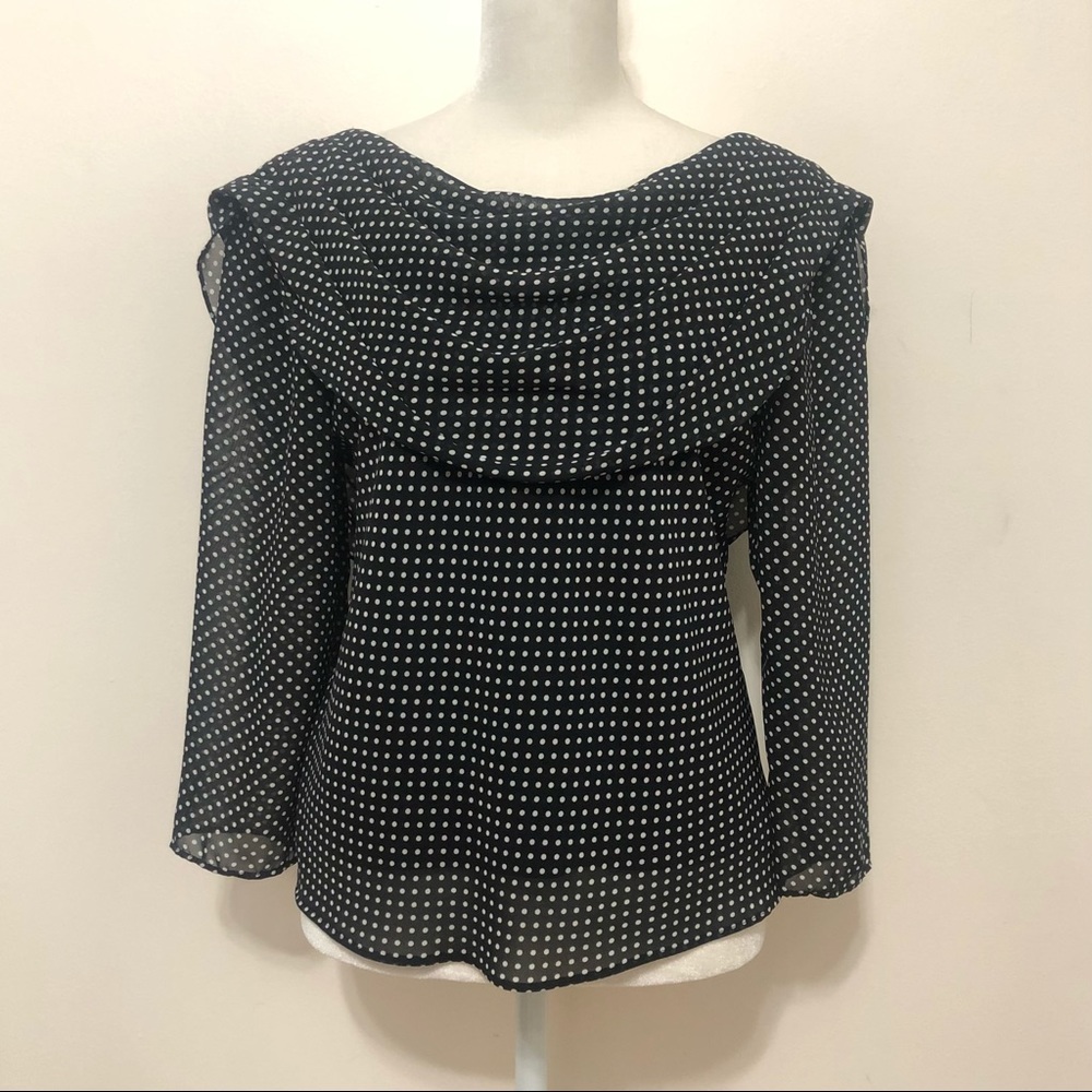 MSK Black and White Polka Dot Sheer Blouse